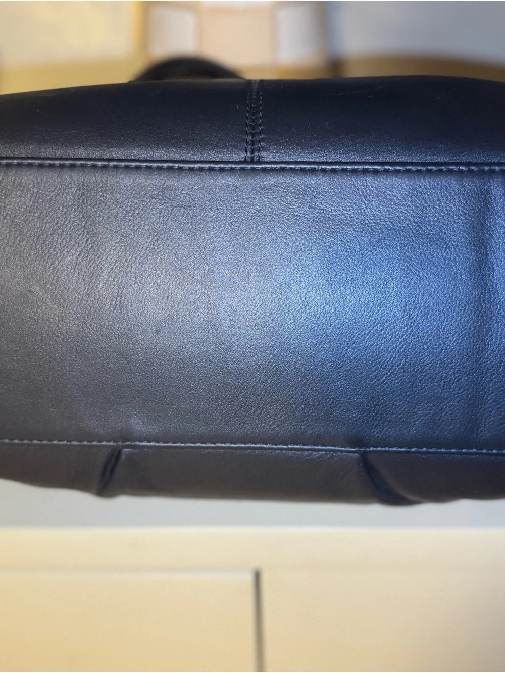 Coach Navy Leather Satchel with Gold Hardware